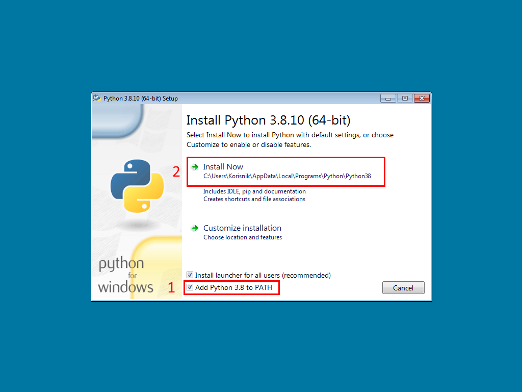 Instalirajte Python na Windows 7 računaru